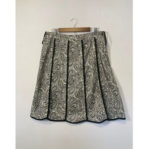 Mix Nouveau New York Paisley Pleated Midi Skirt Black White Size L